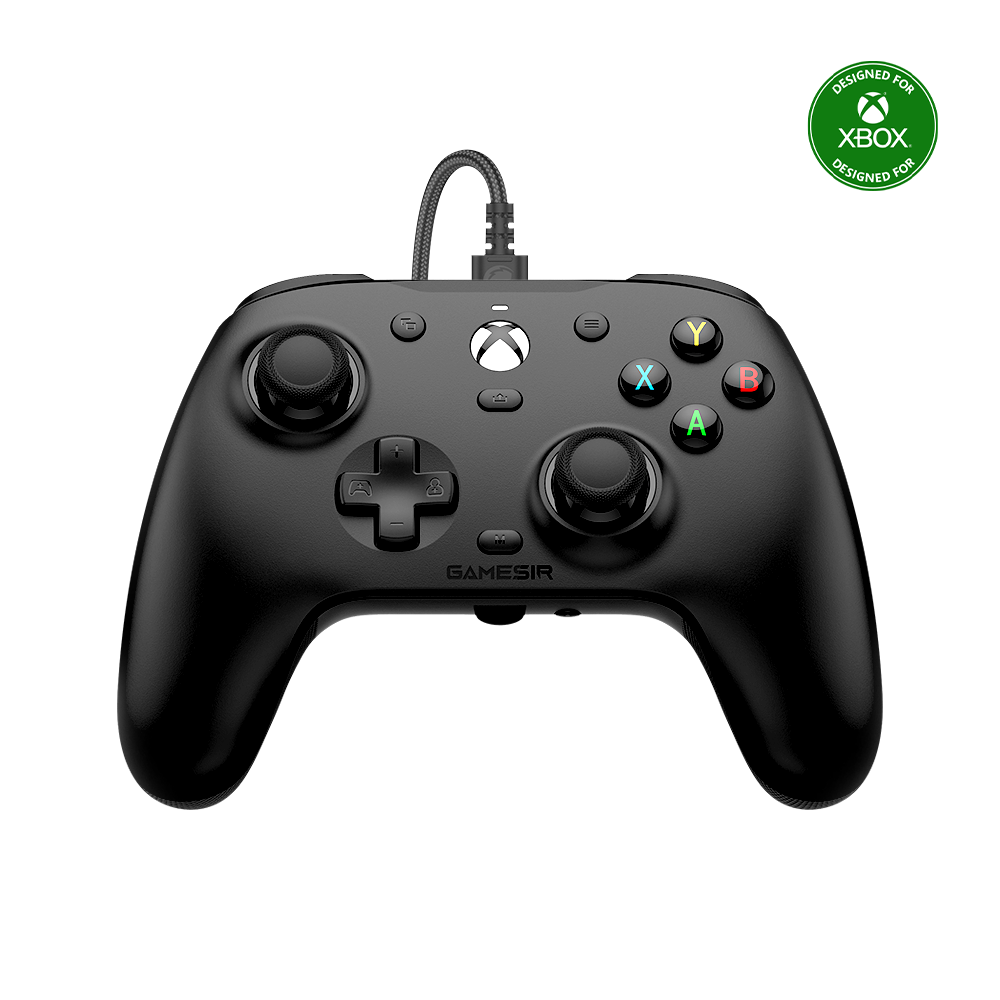 Xbox Wired Controller - Black with Hall Effect sticks, micro switch buttons, and four rumble motors for immersive gaming.